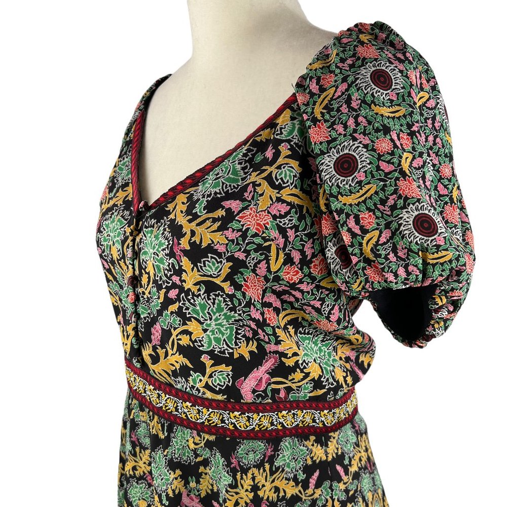 Alice & Olivia Dana Floral Print Crepe Mini Dress Size 6 - Picture 10 of 14